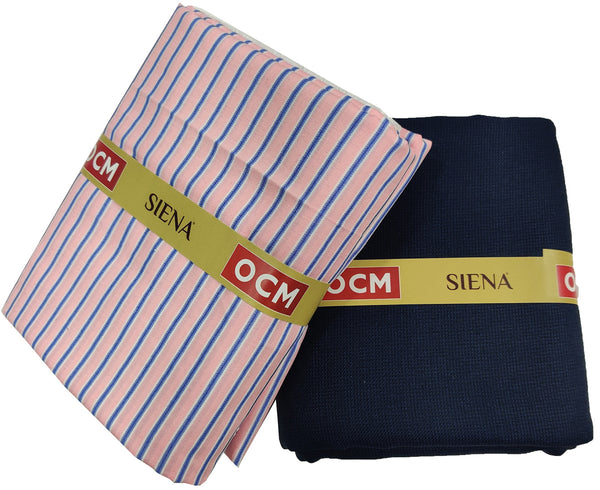 OCM Men's Cotton Shirt & Poly Viscose Trouser Fabric Combo Unstitched (Free Size) TUFAN-1008