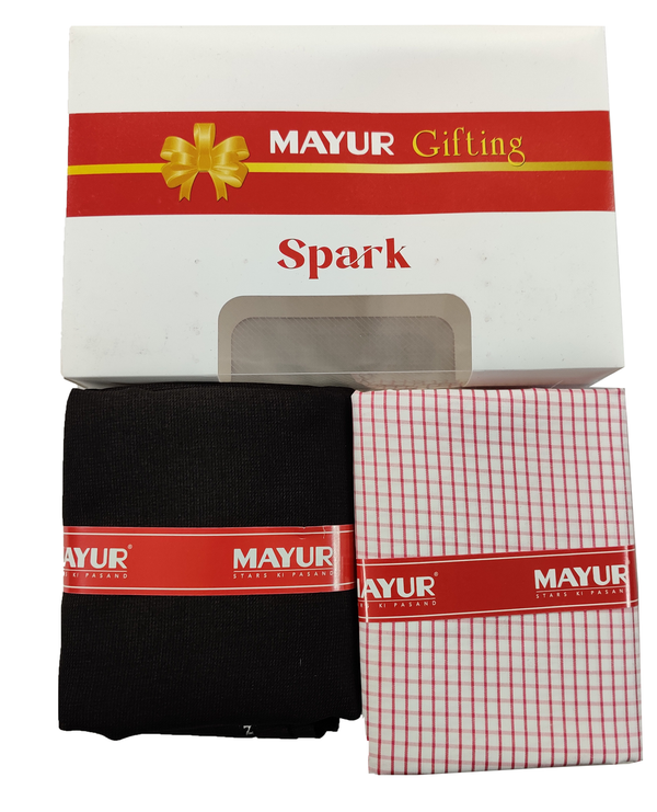 MAYUR Unstitched Pure Cotton Checkered Shirt & Trouser Fabric Solid.