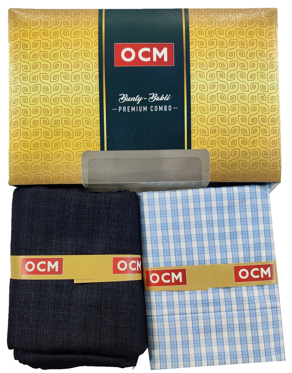 OCM  Unstitched Cotton Shirt & Trouser Fabric Checkered