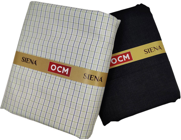 OCM Men's Cotton Shirt & Poly Viscose Trouser Fabric Combo Unstitched (Free Size) BAGBHAN-3008