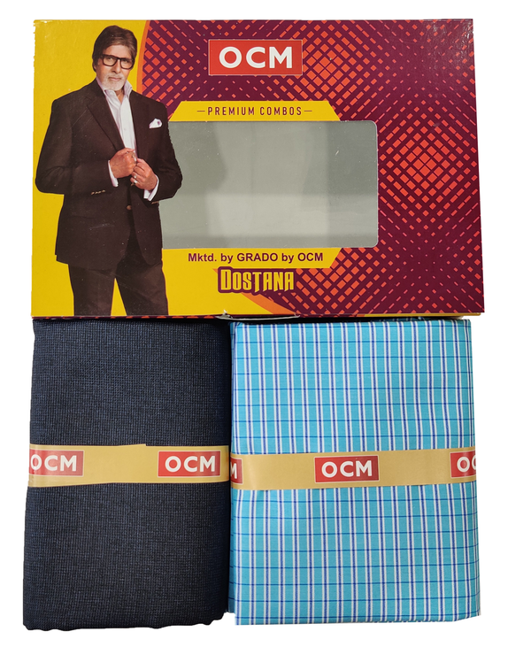 OCM  Unstitched Cotton Shirt & Trouser Fabric Checkered