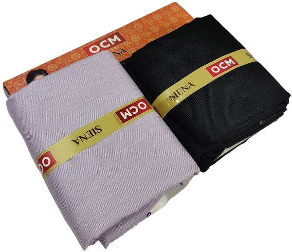 OCM Men's Cotton Shirt & Poly Viscose Trouser Fabric Combo Unstitched (Free Size) TUFAN-1009