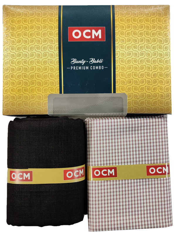 OCM  Unstitched Cotton Shirt & Trouser Fabric Checkered