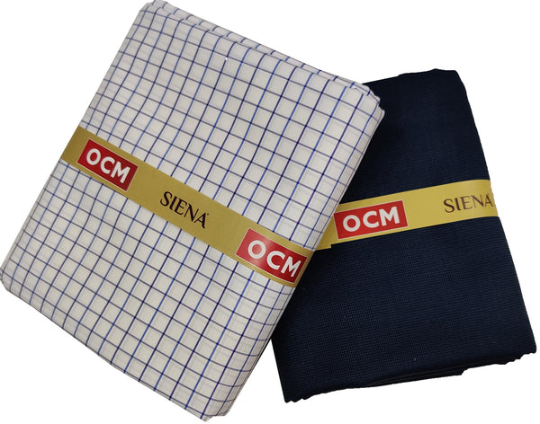 OCM Men's Cotton Shirt & Poly Viscose Trouser Fabric Combo Unstitched (Free Size) BAGBHAN-3009