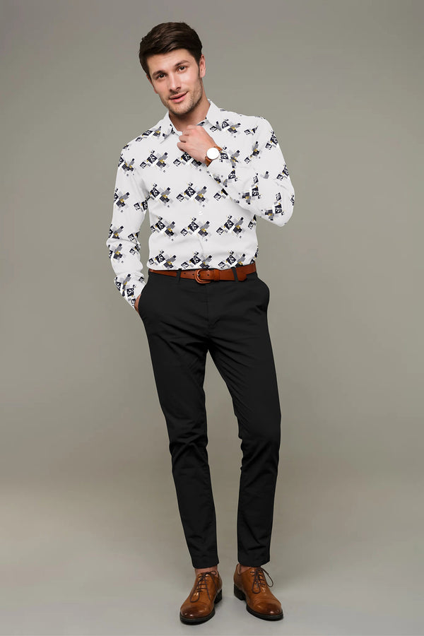 Mansfab Men Regular Fit Printed Spread Collar Casual Shirt-MFPRINTS-0002