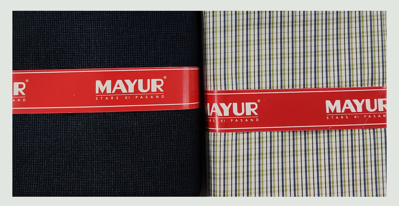 MAYUR Unstitched Pure Cotton Checkered Shirt & Trouser Fabric Solid.