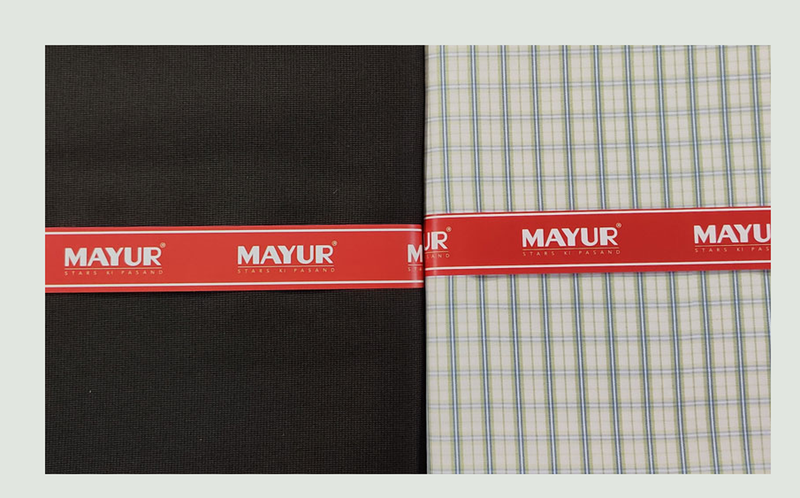 mayur unstitched pure cotton checkered shirt & trouser fabric.