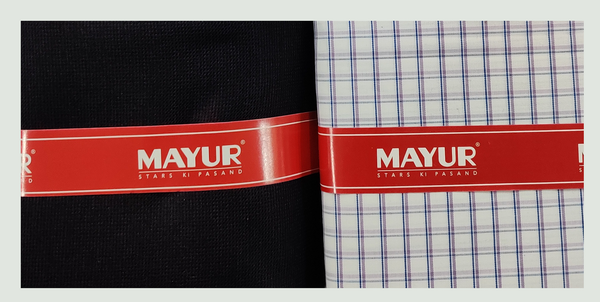 MAYUR Unstitched Pure Cotton Checkered Shirt & Trouser Fabric Solid.