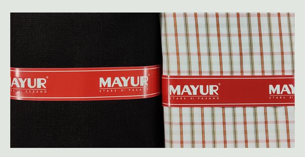MAYUR Unstitched Pure Cotton Checkered Shirt & Trouser Fabric Solid.