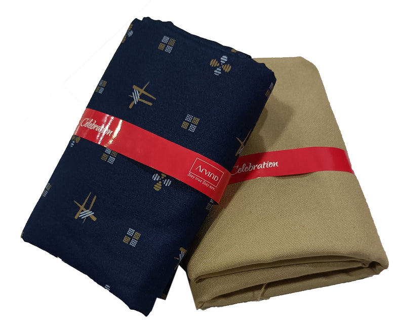 Arvind  Unstitched Polycotton Shirt & Trouser Fabric Printed