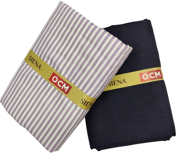 OCM Men's Cotton Shirt & Poly Viscose Trouser Fabric Combo Unstitched (Free Size) OCMSARKAR-0019