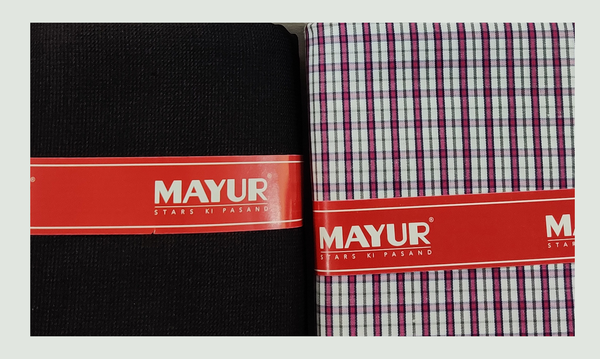 MAYUR Unstitched Pure Cotton Checkered Shirt & Trouser Fabric Solid.