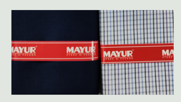 MAYUR Unstitched Pure Cotton Checkered Shirt & Trouser Fabric Solid.