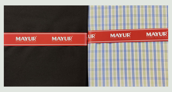 MAYUR Unstitched Pure Cotton Checkered Shirt & Trouser Fabric.