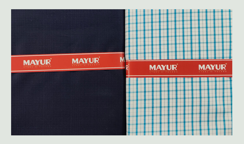 MAYUR Unstitched Pure Cotton Checkered Shirt & Trouser Fabric.