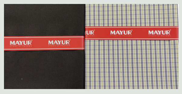 MAYUR Unstitched Pure Cotton Checkered Shirt & Trouser Fabric.