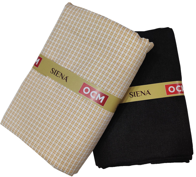 OCM Men's Cotton Shirt & Poly Viscose Trouser Fabric Combo Unstitched (Free Size) OCMSARKAR-0028