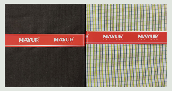 MAYUR Unstitched Pure Cotton Checkered Shirt & Trouser Fabric.