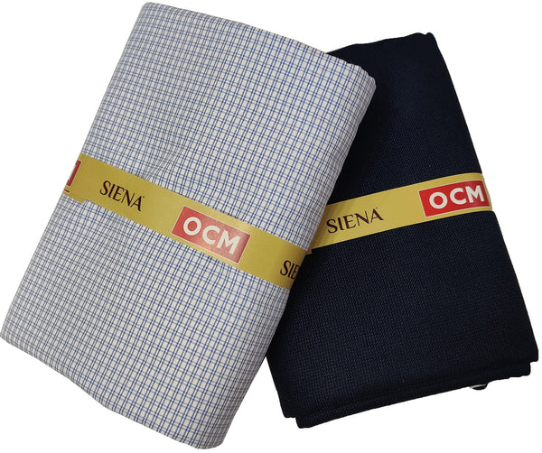 OCM Men's Cotton Shirt & Poly Viscose Trouser Fabric Combo Unstitched (Free Size) OCMSARKAR-0029