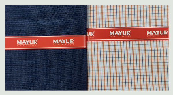 MAYUR Unstitched Pure Cotton Checkered Shirt & Trouser Fabric.