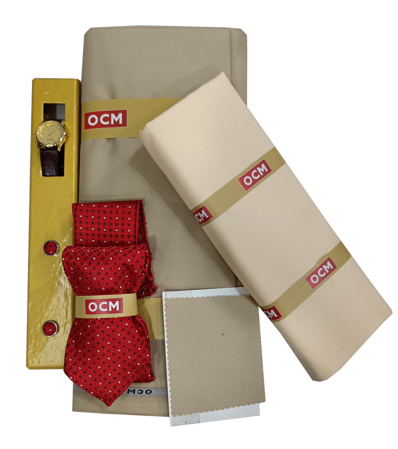 OCM UNSTICHED PURE COTTON SHIRT & TROUSER FABRIC SOLID