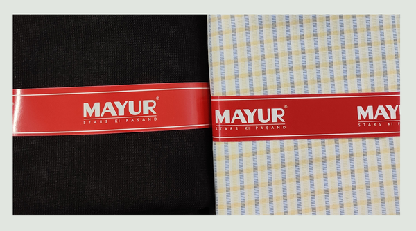 MAYUR Unstitched Pure Cotton Checkered Shirt & Trouser Fabric Solid.