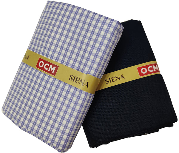OCM Men's Cotton Shirt & Poly Viscose Trouser Fabric Combo Unstitched (Free Size) OCMSARKAR-0031