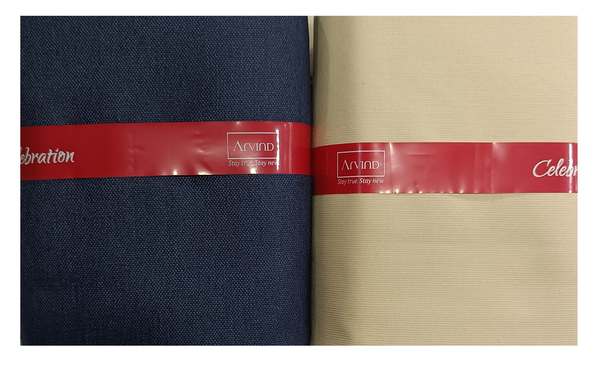 Arvind  Unstitched Cotton Blend Shirt & Trouser Fabric Self Design.