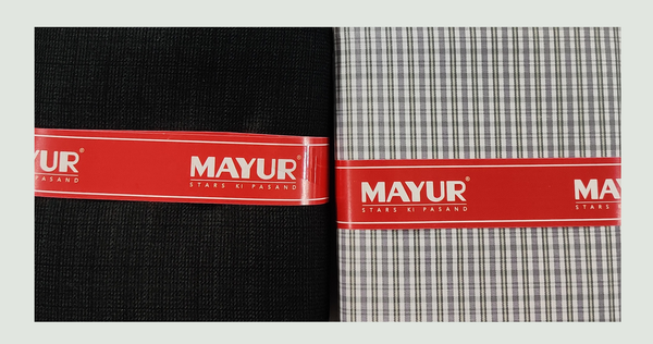 MAYUR Unstitched Pure Cotton Checkered Shirt & Trouser Fabric Solid.