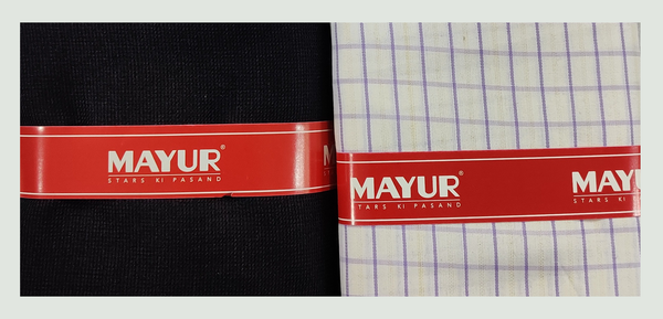 MAYUR Unstitched Pure Cotton Checkered Shirt & Trouser Fabric Solid.