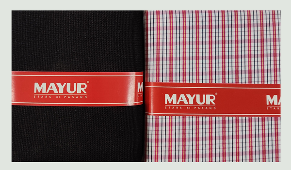 MAYUR Unstitched Pure Cotton Checkered Shirt & Trouser Fabric Solid.