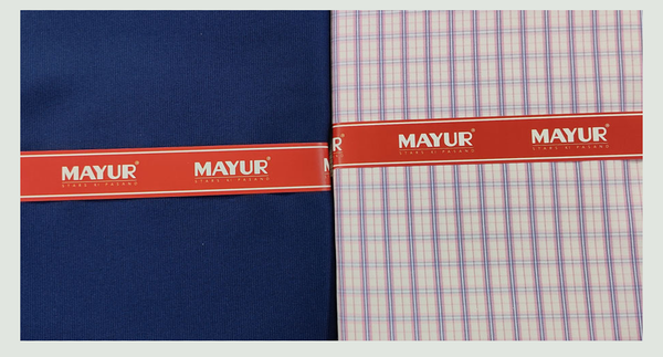 MAYUR Unstitched Pure Cotton Checkered Shirt & Trouser Fabric.