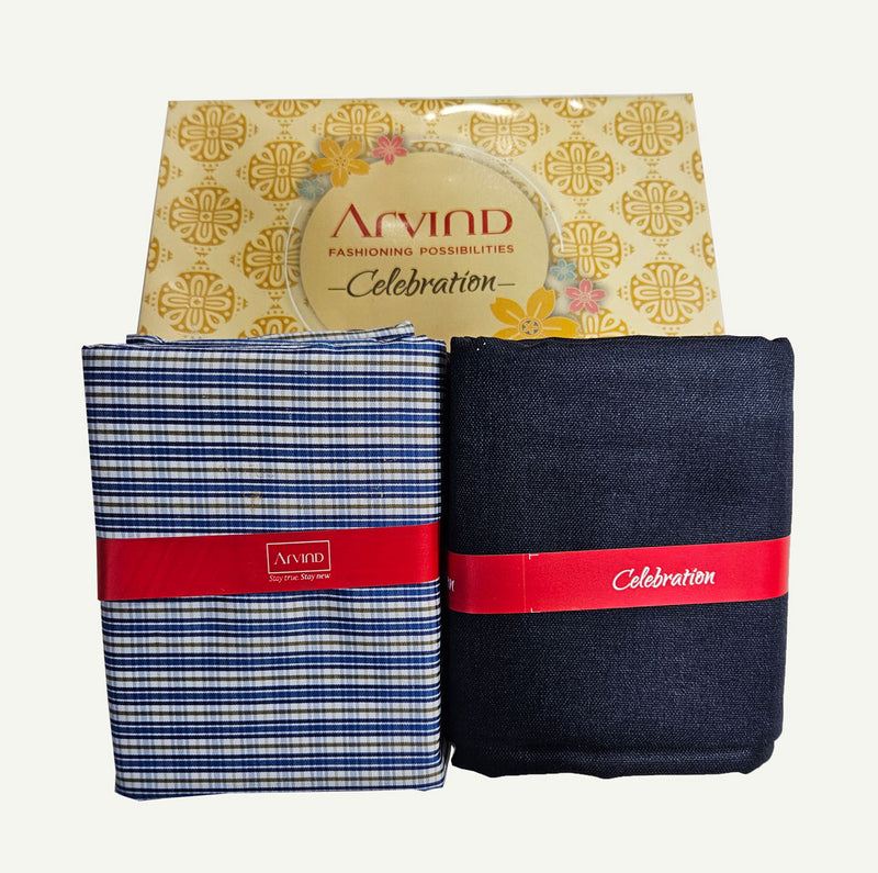 Arvind Unstitched Cotton Blend Shirt & Trouser Fabric Checkered-010