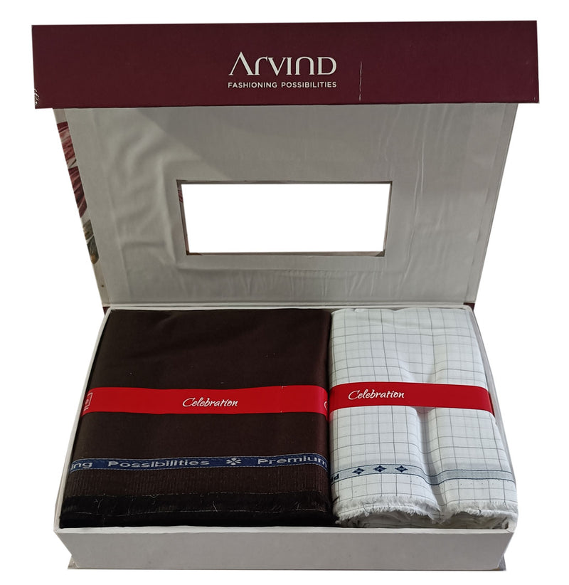 Arvind  Unstitched Cotton Blend Shirt & Trouser Fabric Checkered