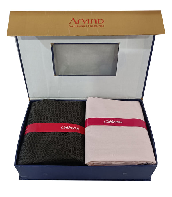 Arvind Unstitched Cotton Blend Shirt & Trouser Fabric Solid-010