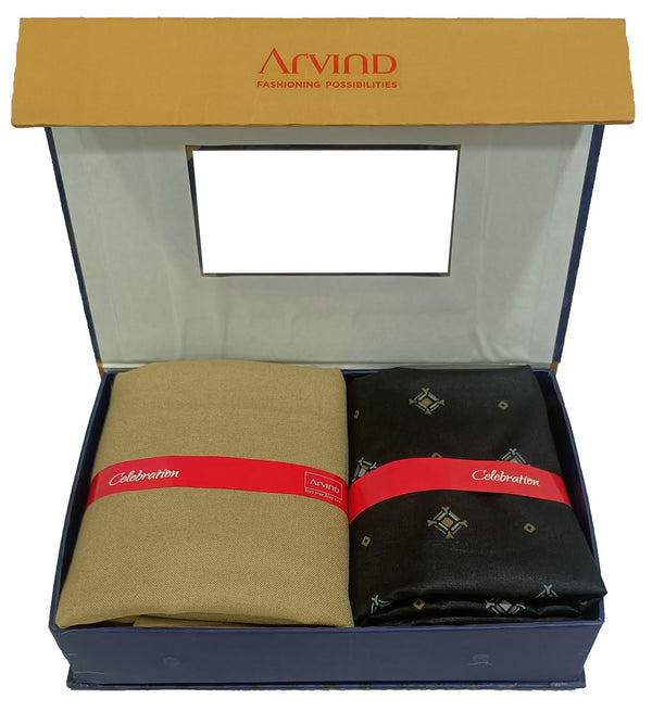Arvind Unstitched Cotton Blend Shirt & Trouser Fabric Printed-010