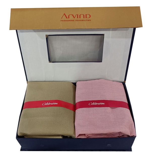 Arvind Unstitched Cotton Blend Shirt & Trouser Fabric Solid-011