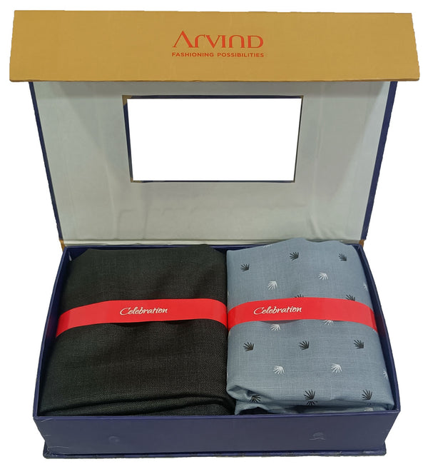 Arvind Unstitched Cotton Blend Shirt & Trouser Fabric Printed-011
