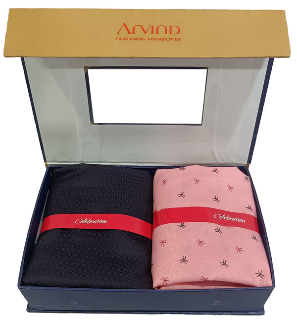 Arvind Unstitched Cotton Blend Shirt & Trouser Fabric Printed-012