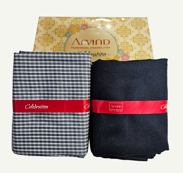 Arvind Unstitched Cotton Blend Shirt & Trouser Fabric Checkered-013