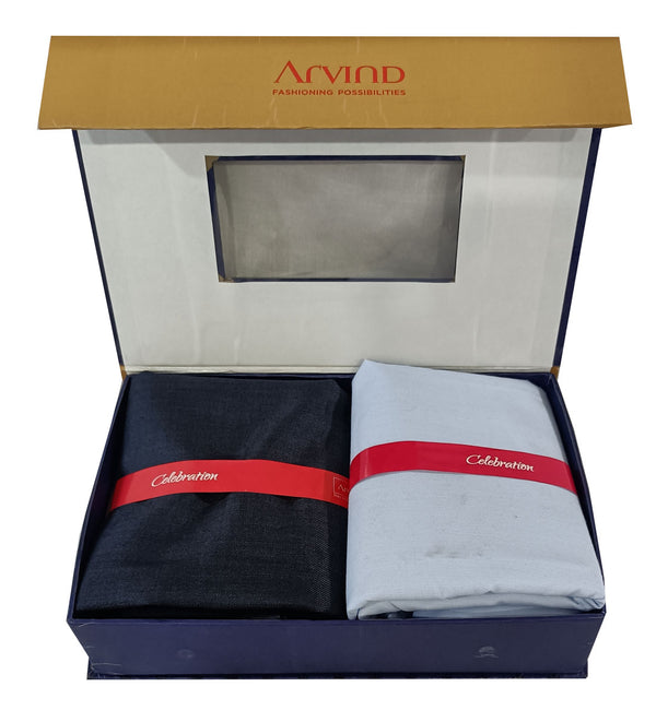 Arvind Unstitched Cotton Blend Shirt & Trouser Fabric Solid-013