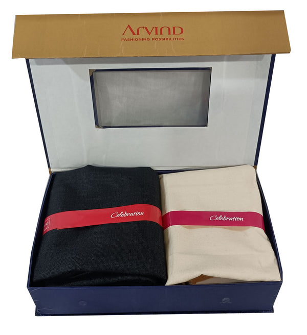 Arvind Unstitched Cotton Blend Shirt & Trouser Fabric Solid-014