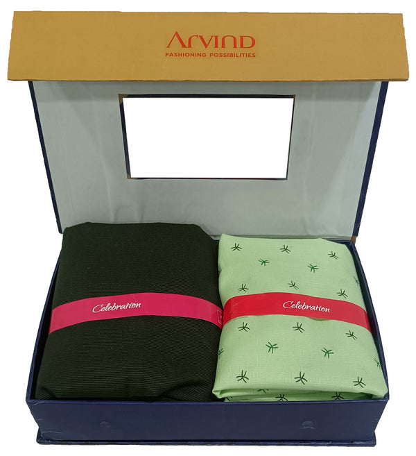Arvind Unstitched Cotton Blend Shirt & Trouser Fabric Printed-014