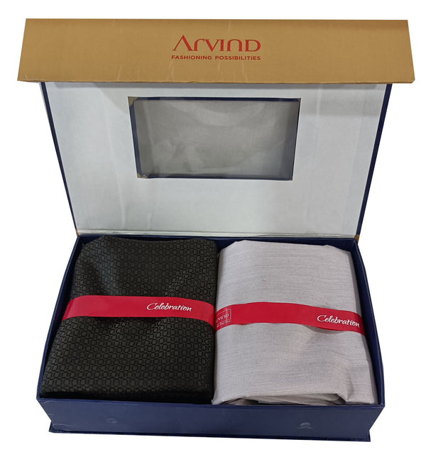 Arvind Unstitched Cotton Blend Shirt & Trouser Fabric Solid-015