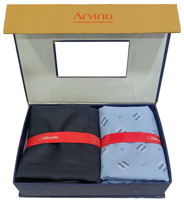 Arvind Unstitched Cotton Blend Shirt & Trouser Fabric Printed-015