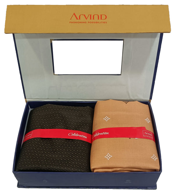 Arvind Unstitched Cotton Blend Shirt & Trouser Fabric Printed-016