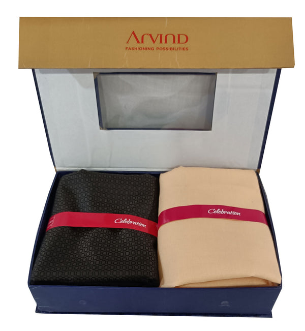 Arvind Unstitched Cotton Blend Shirt & Trouser Fabric Solid-017