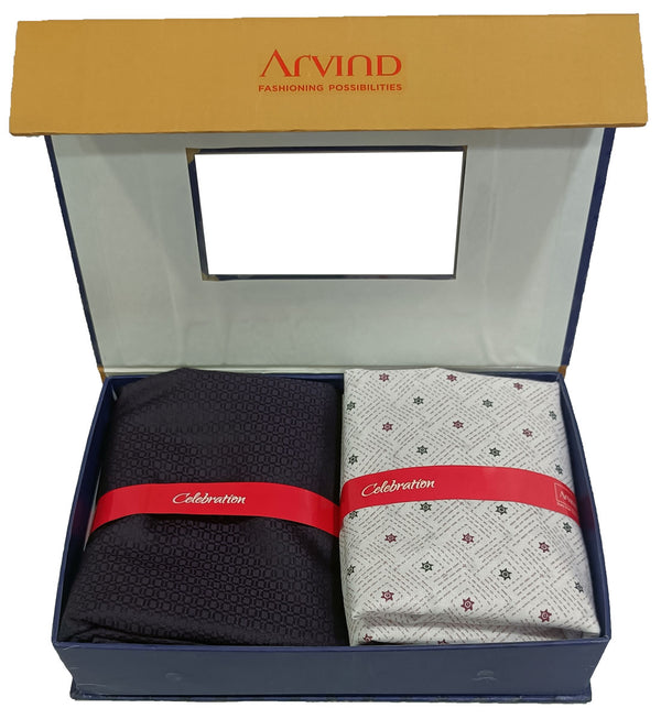 Arvind Unstitched Cotton Blend Shirt & Trouser Fabric Printed-017