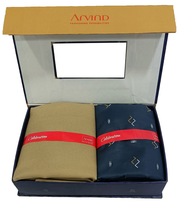 Arvind Unstitched Cotton Blend Shirt & Trouser Fabric Printed-018