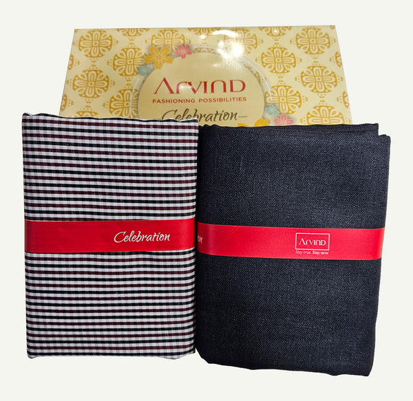 Arvind Unstitched Cotton Blend Shirt & Trouser Fabric Checkered-018